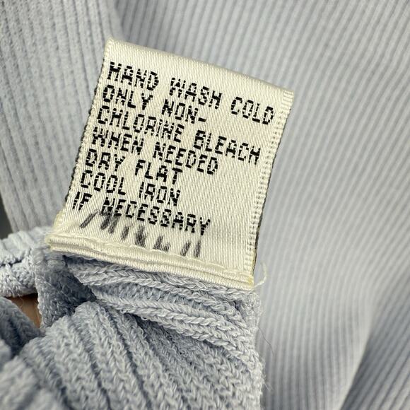 Cache ribbed knit zip up top wide collar size Large light blue Long Sleeves - Picture 6 of 13